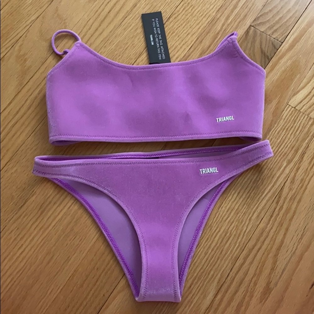 Triangl Purple Velvet Bikini Set